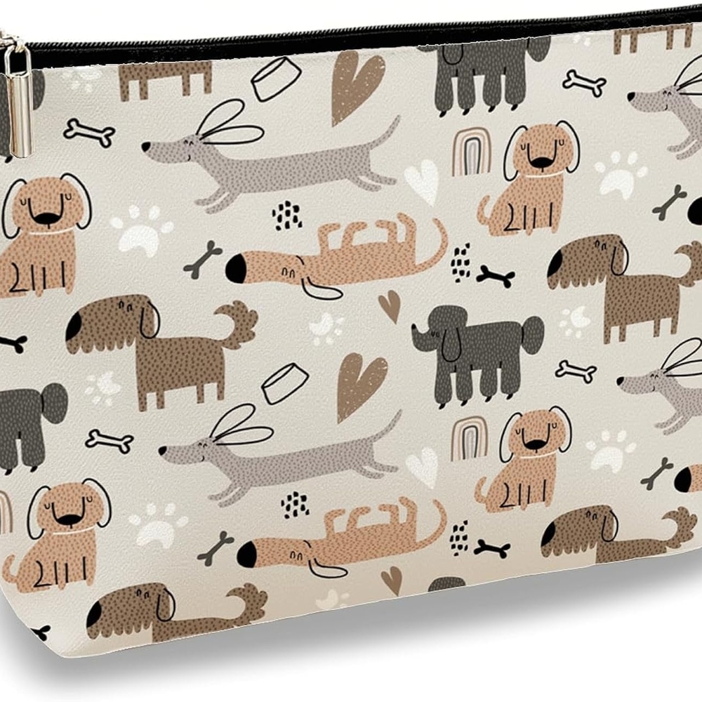 Makeup Pouch With A Dog Patterned